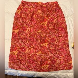 Mixit Paisley A-Line Skirt in Pink and Orange